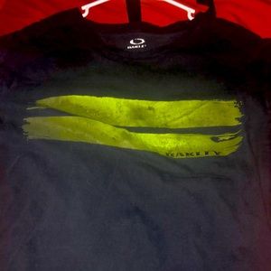 Oakley Black graphic t-shirt, Black with Green stripes